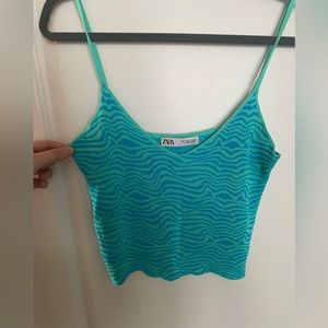 Zara knit tank size small, blue/green zebra print